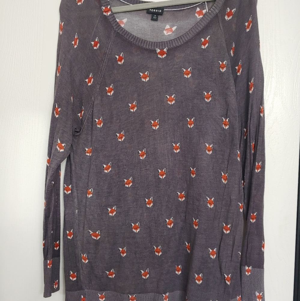 Torrid Scoop Thin Semi-Sheer Fox Sweater
